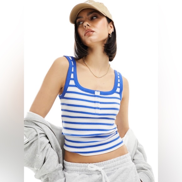 Cotton On | Henley Crop Button Front Tank with Blue Stripes | NWOT - Picture 7 of 8